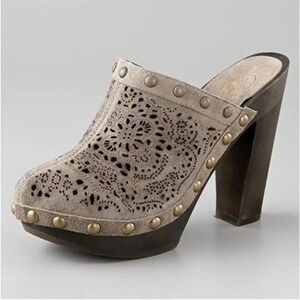 ASH Spicy Cut Out Studded Heeled Suede Clogs
